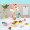 Деревянная полка для десертов для ролевых игр с трехъярусным дизайном для детских развивающих игрушек