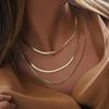 Fashion Vintage Snake Chain Necklace Men Women Unisex Collar Choker Gold Silver Color Flat Snake Chain Necklace Trendy Jewelry