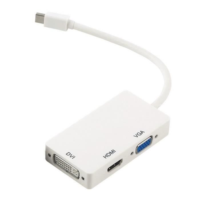 3 en 1 Thunderbolt Mini Display Port MINI DP mâle à HDMI DVI VGA femelle adaptateur câble convertisseur pour Apple MacBook Air Pr...