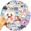 50Pcs Cute Dental Tooth Shaped Stickers Cartoon Teeth Sticker Dentist Store Toothbrush Label Decoration Dentistry Gifts