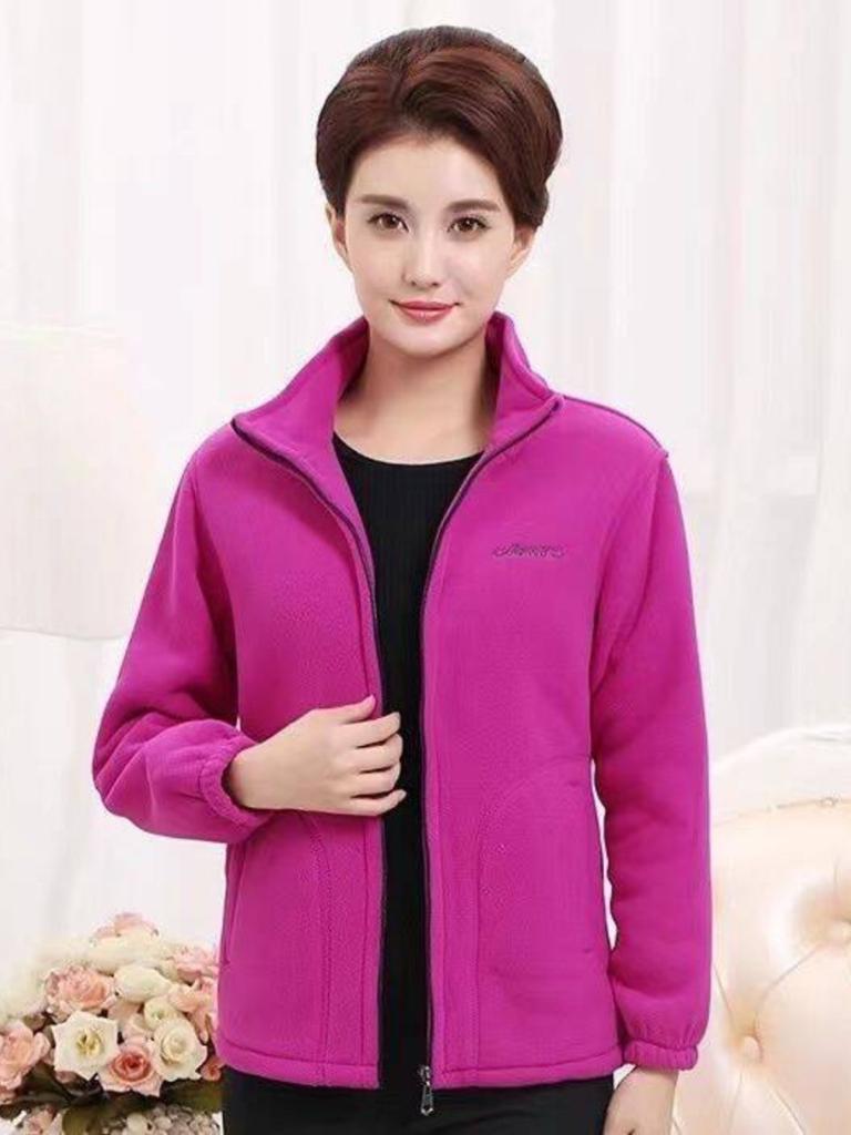 Женская утепленная куртка из флиса, флисовый топ, для мам среднего и пожилого возраста, двухсторонний флис, весна и осень-зима, новый свитер