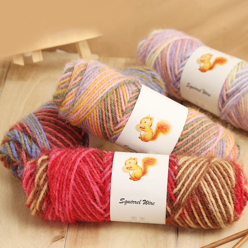 75 г/рулон пряжи Squirrel Cashmere Пряжа для шапок, шерстяная пряжа для вязания, разноцветные нитки для ручного вязания, перчатки, пряжа для вязания крючком, шарф, смешанная зима