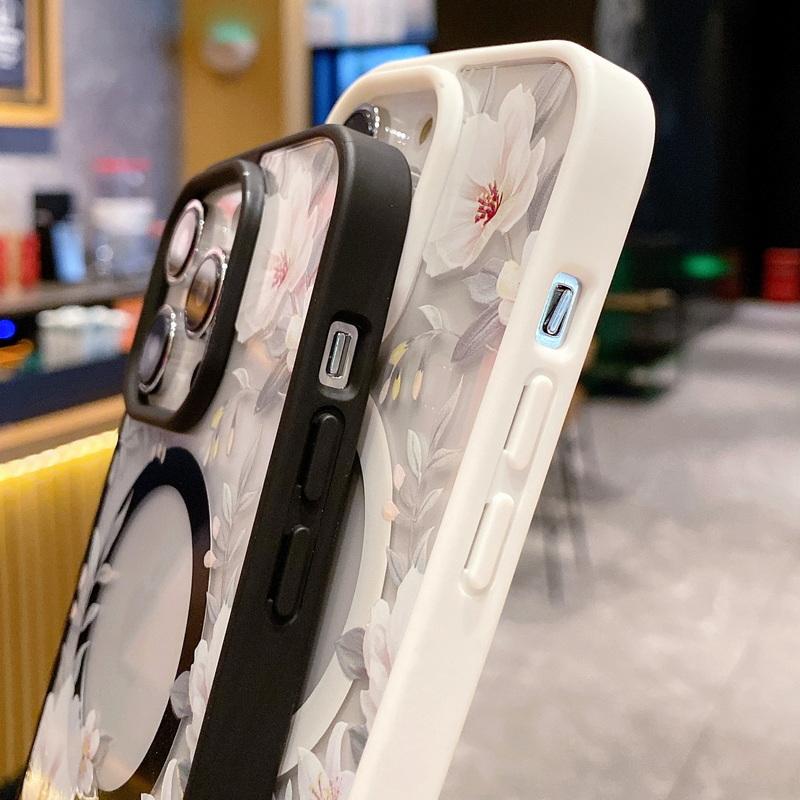 Весенний белый цветочный узор прозрачная задняя крышка для Apple iPhone 16 15 Pro Max 14 13 12 11 цветная рамка для магнитного чехла Magsafe