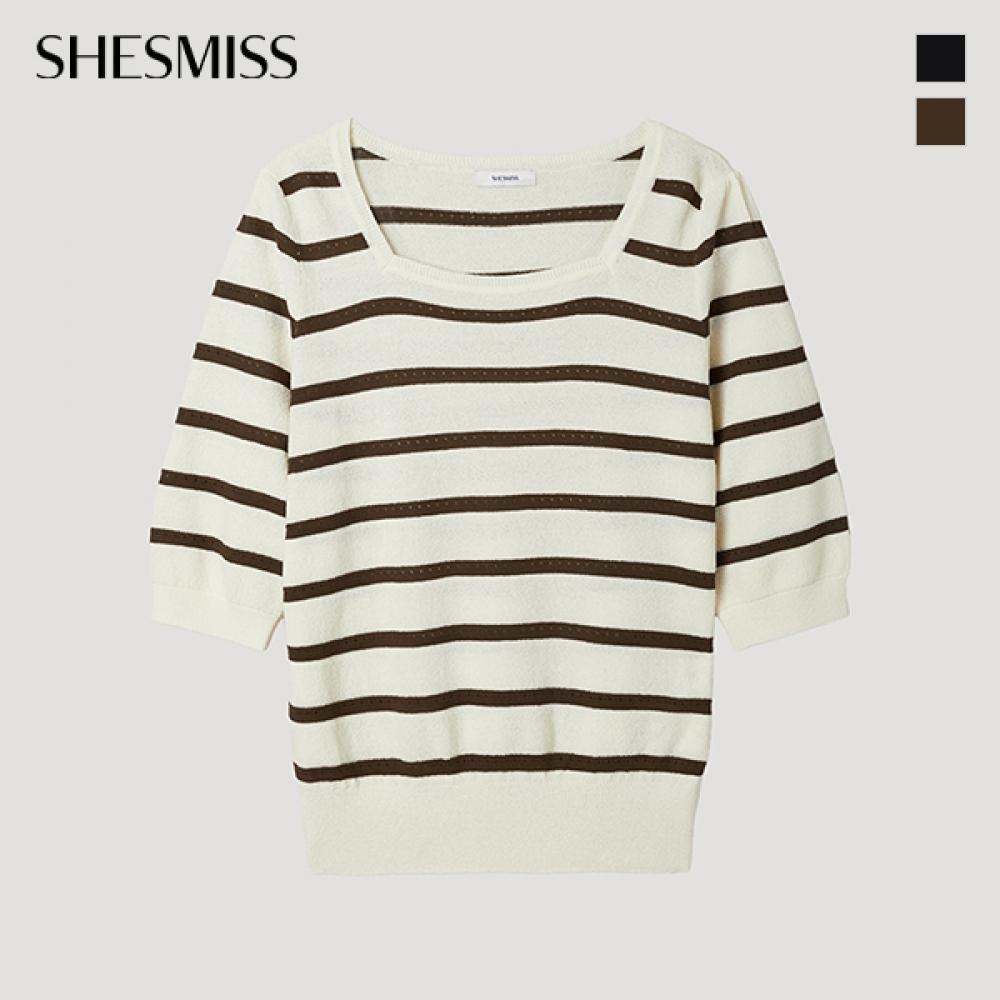 [shs Miss] Square Neck Stripe Knit Sskpop22240