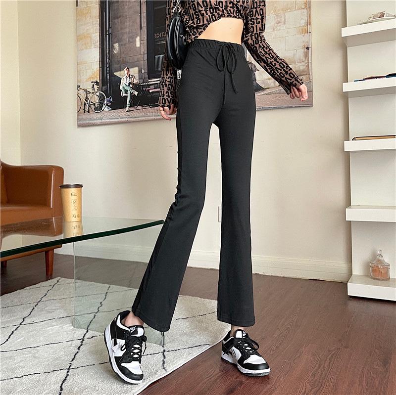 Черные серые драпированные штаны для йоги с высокой талией, корейский стиль, облегающий, расклешенный, домашняя одежда