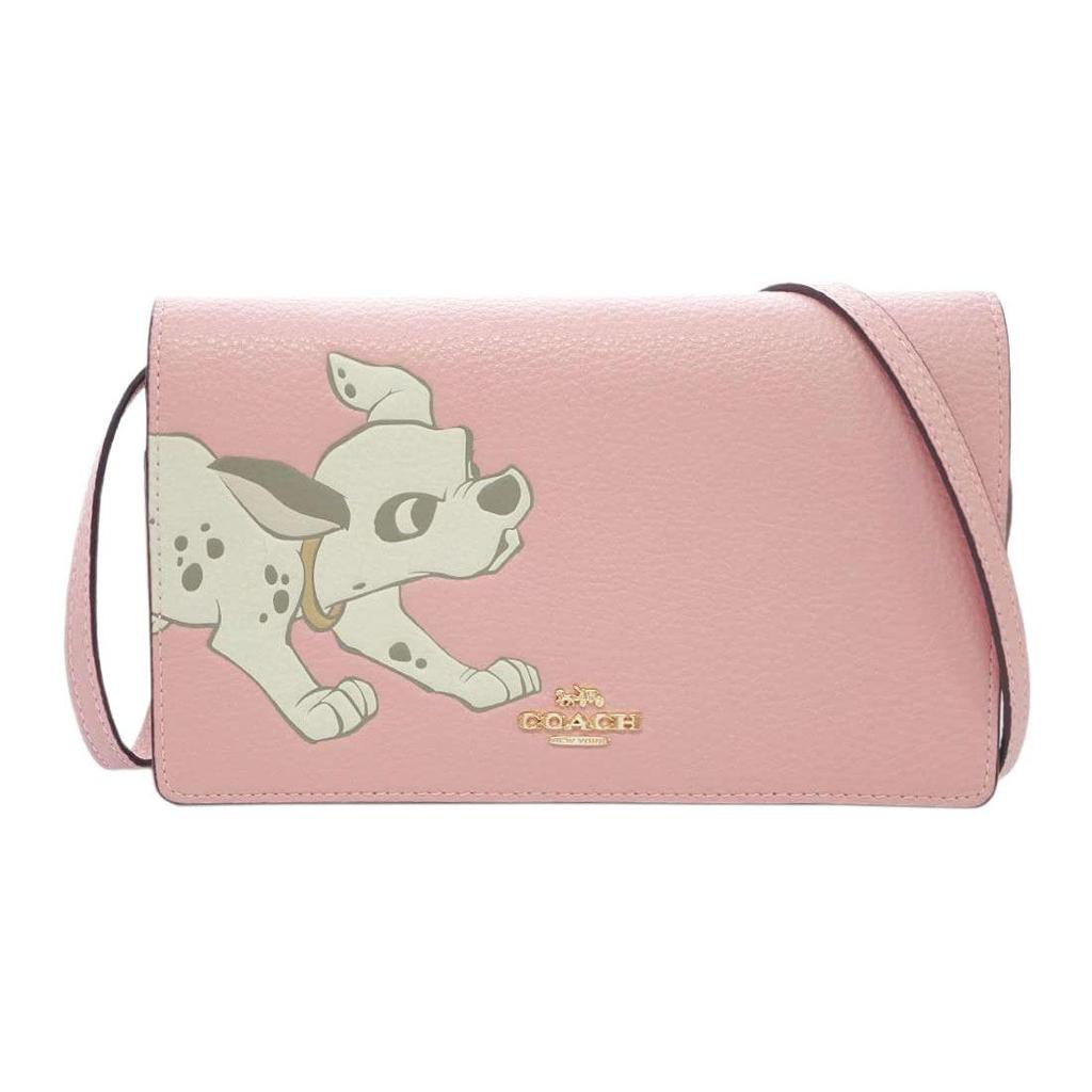 Coach X Disney Foldover 20 Сумка на плечо с принтом «101 далматинец» из фактурной кожи Женская сумка на плечо Розовый 91189-IMAOM