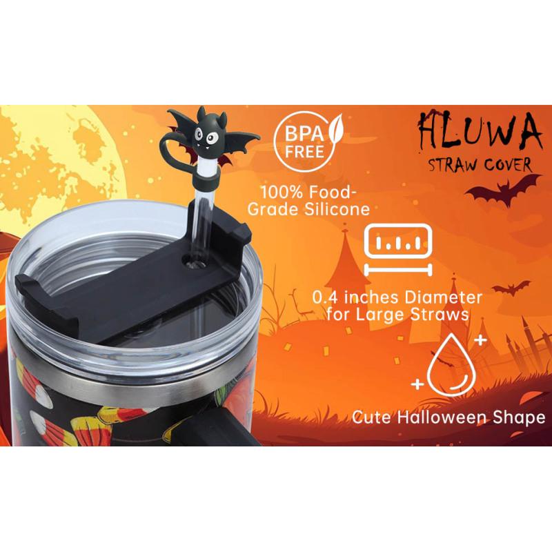 5 шт. Крышка для соломинки на Хэллоуин для чашки, силиконовая насадка для соломинки 10 мм, пыленепроницаемые многоразовые наконечники для соломинки для стакана