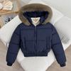 Женские хлопковые куртки с капюшоном и воротником из короткого меха, утолщенные и свободные, в стиле «маленький хлеб», и хлопковые куртки на зиму