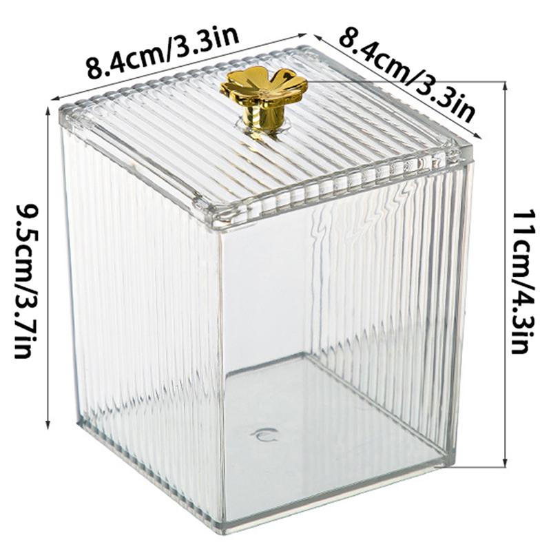 Makeup Storage Organizer Bathroom Jar Cotton Swab Storage Square Container Cosmetic Cotton Puff Storage Box
