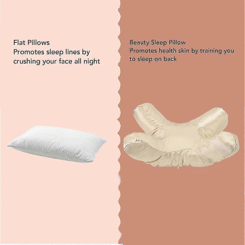 Anti Wrinkle Aging Pillow Cotton Filled Ultra Soft Shock Absorption Detachable Beauty Sleep for Deep Sleeping Gold