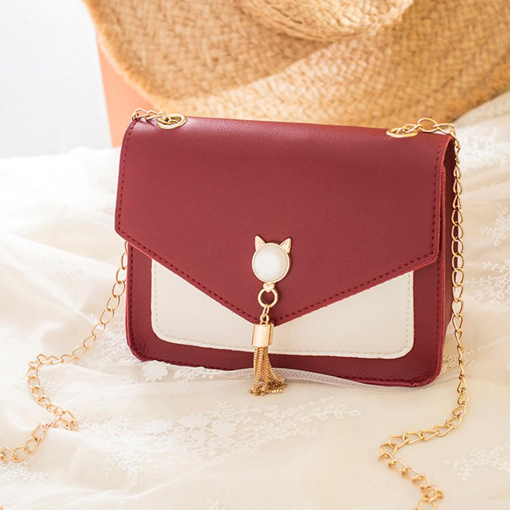 Женский чехол с бахромой на плечо, маленькая квадратная сумка, сумка для мобильного телефона с кошкой