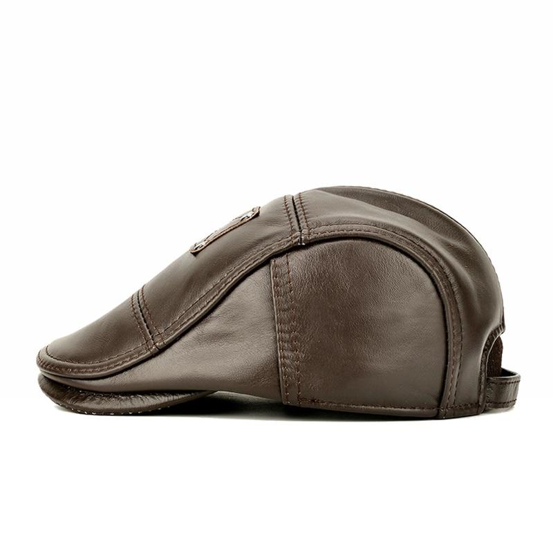 Берет Northwood из натуральной кожи Мужской Коричневая Коровья Кожа Зимние Береты Ушанки Теплая Кепка-Берет Для Мужчин