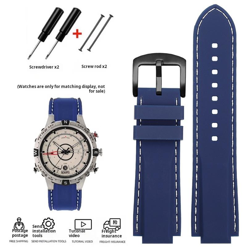 24*16 мм Выпуклый мужской силиконовый ремешок для часов TIMEX Tidal T2N721 T2N720 TW2T76500 2T76300 Синий спортивный водонепроницаемый резиновый ремешок для часов