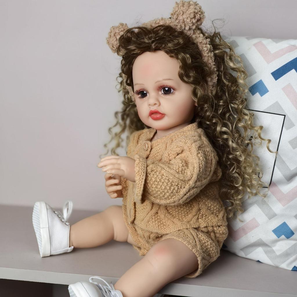 Модные кудри для волос Reborn Baby Dolls 55 см Девочка Реалистичный Медведь KEIUMI Модные Младенцы Кукла Модель Дети Playmates День Рождения Подарки Рождество Игрушка