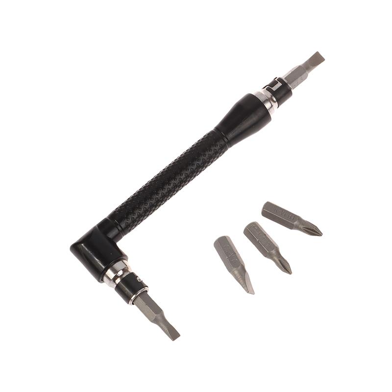 Г-образная 1/4 шестигранная бита для отвертки 90 градусов двойная головка рукоятка черная 6,35 гаечный ключ 10 шт. набор инструментов с битами для отвертки с желтой лентой