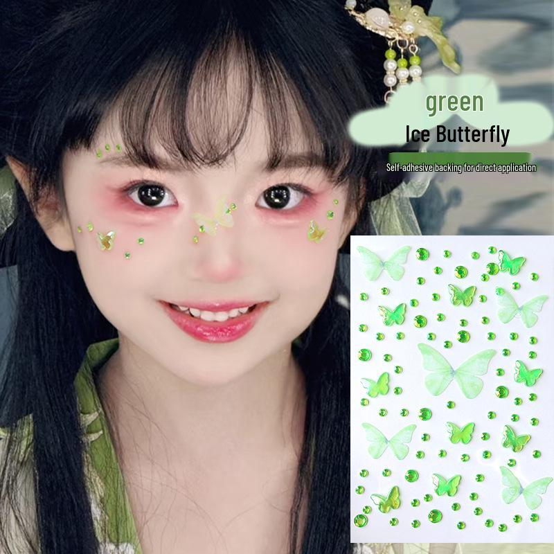 Наклейки для лица «Бабочка и бриллиант» для детского сценического макияжа