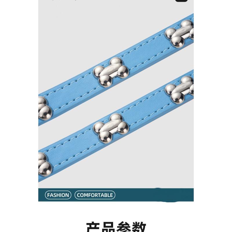 Adjustable Pet Collar Bone Accessory Dog PU Leather Traction Rope Popular Dog Collar