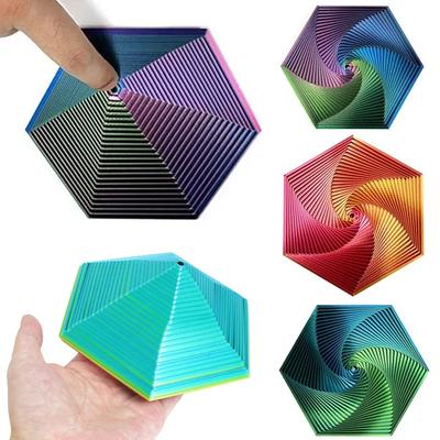 Фрактальный 3D-печатный спиннер-шестигранник 7 см, портативная игрушка для игры, сенсорная игрушка для снятия стресса, настольное украшение, детская игрушка, визуальные подарки, таинственная коробка