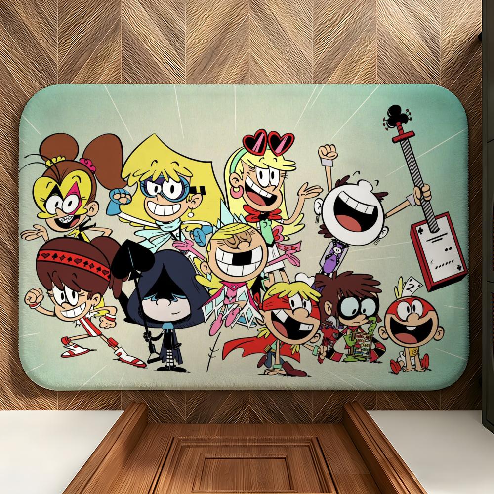 Cartoon T-The L-Loud H-House Floor Mat Soft Flannel Floor Mat Suitable for Entryways, Living Rooms, Bedrooms, and Bathrooms