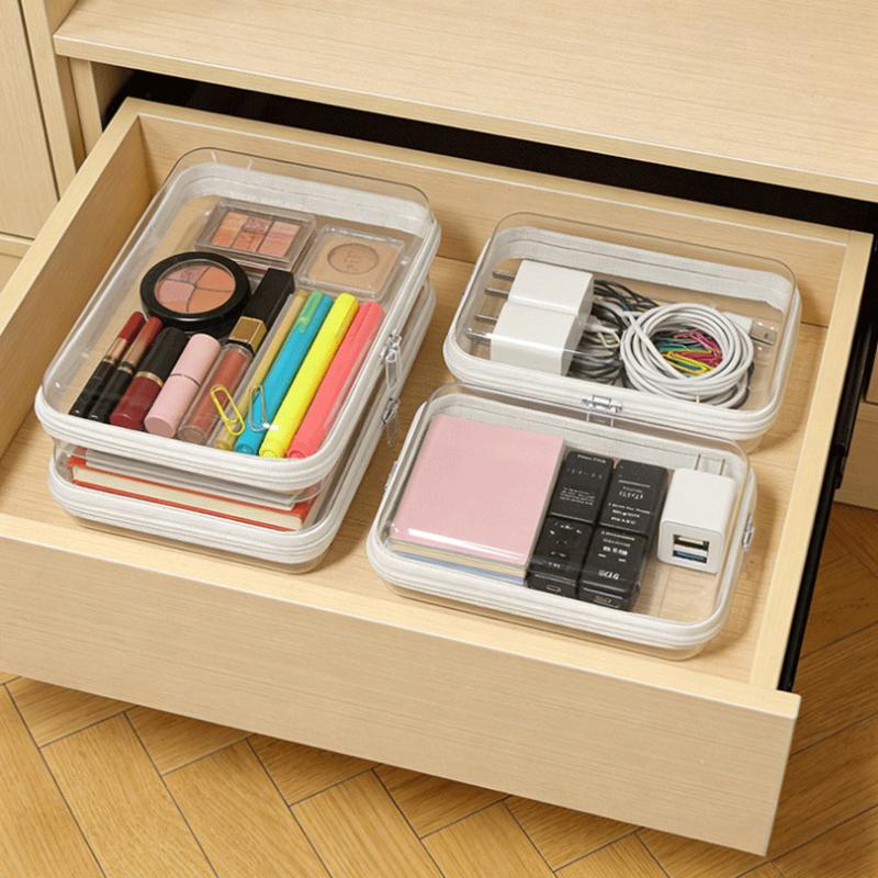 Waterproof Transparent Hard-shell Cosmetic Storage Bag Zippered Clear Pouch for Travel Outdoor Toiletries Organizer