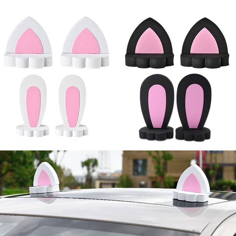 2X Украшение крыши автомобиля Внешние украшения Модификация автомобиля Личность Милый мультяшный экстерьер автомобиля Кроличьи уши Украшения в виде кошачьих ушей