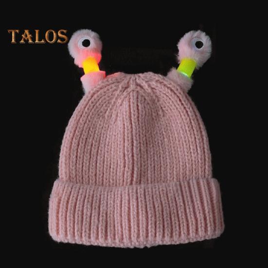 Шерстяная шапка с декором в виде антенны ночного светильника, теплая вязаная шапочка для детей, реквизит для фотосъемки, головной убор для катания на лыжах, походов, термошапка для взрослых и подростков