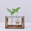 Hydroponic Plant Vases Glass Vase Vintage Bonsai Flower Pot Terrarium Tabletop Tray Wooden Frame Home Decor