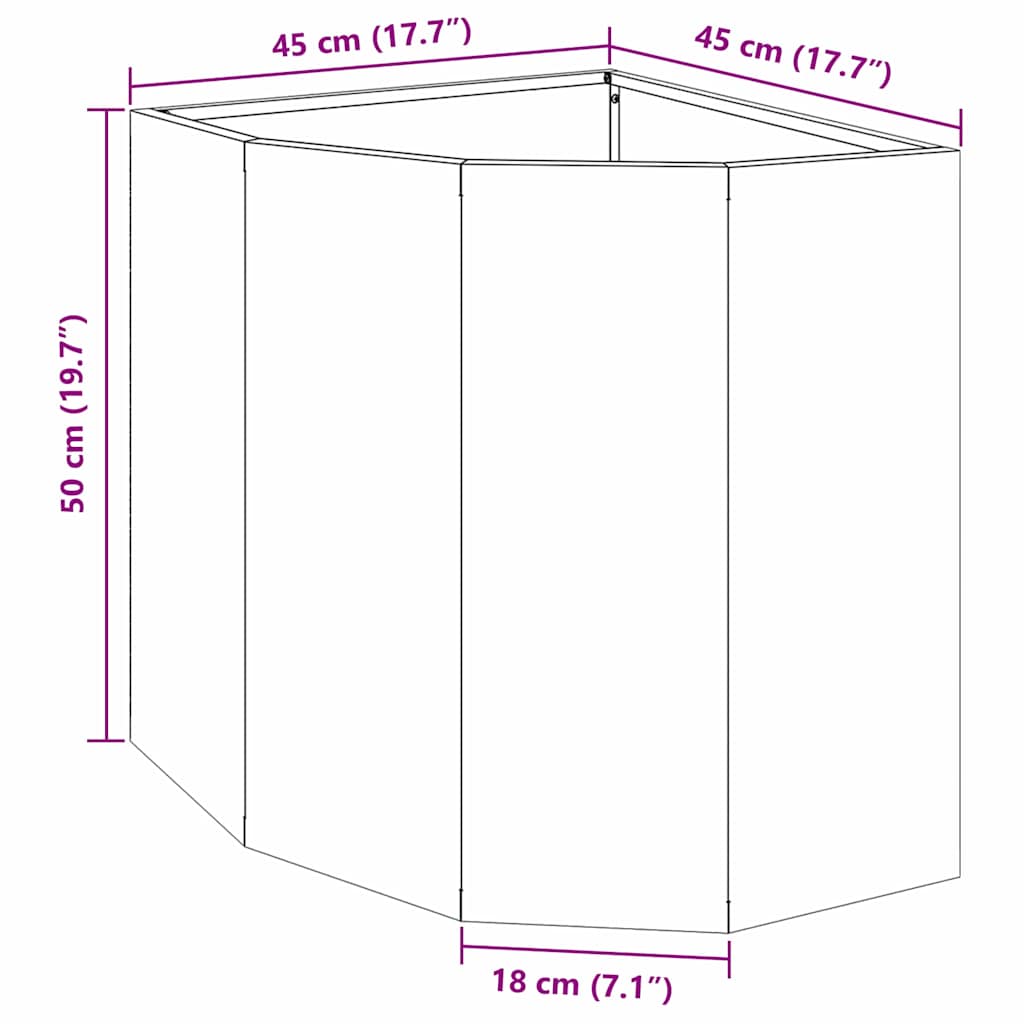 Corner Planter Silver 45 x 45 x 50 cm Galvanized Steel