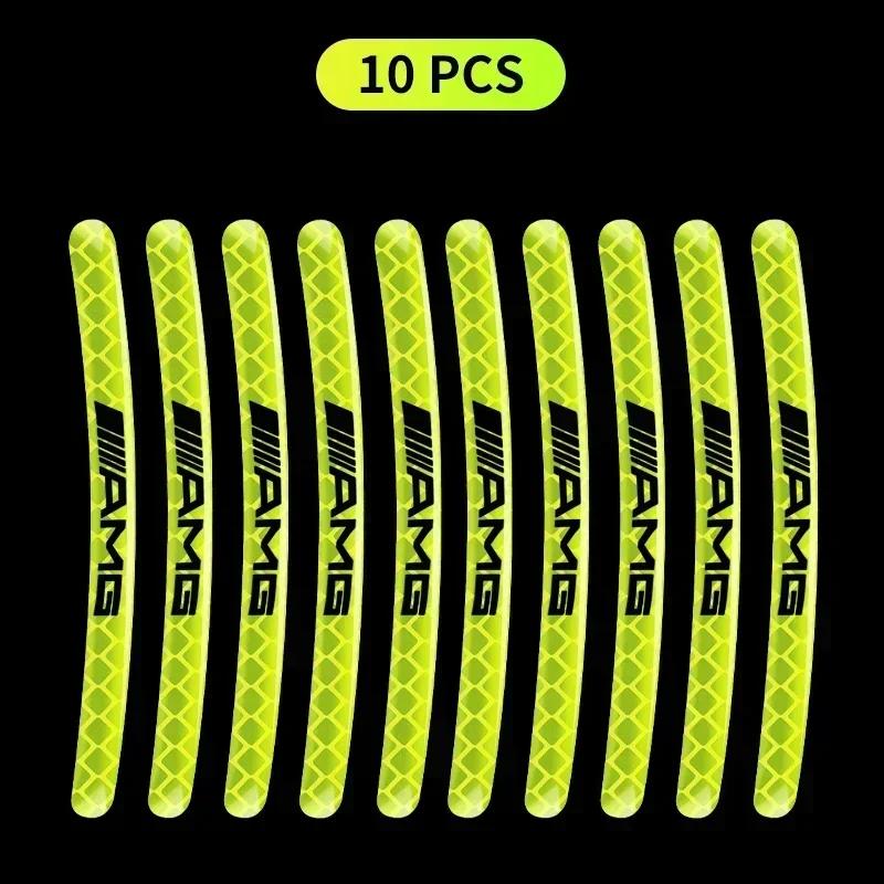 RAT2 Car Motorcycle Wheel High Reflective Warning Decals Tyre Rim Reflector Sticker for Mercedes Benz AMG A B C E G W212 W213 W214