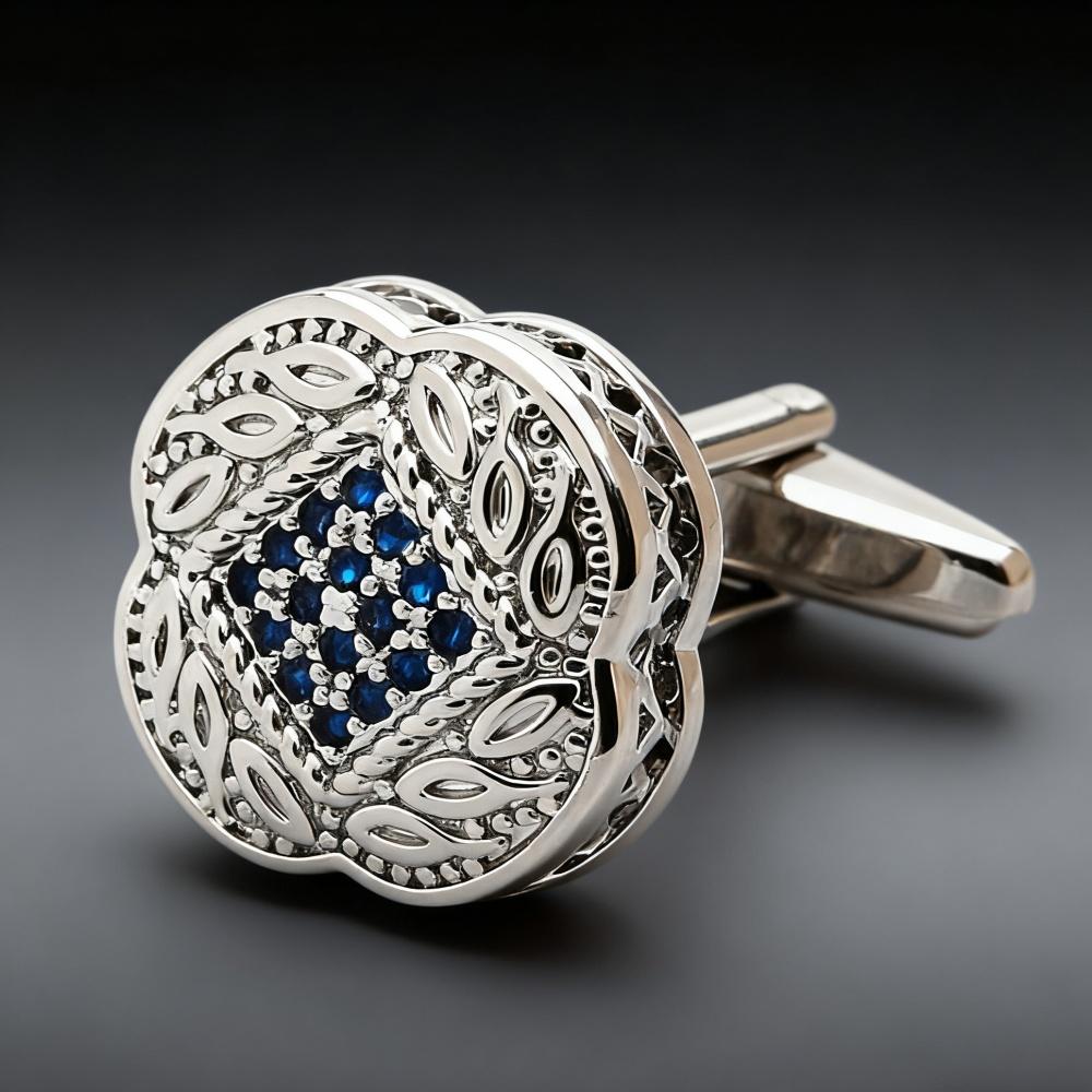Men's Cufflink Set, White Rectangular Crystal Cufflinks, Paired with Gift Boxes.