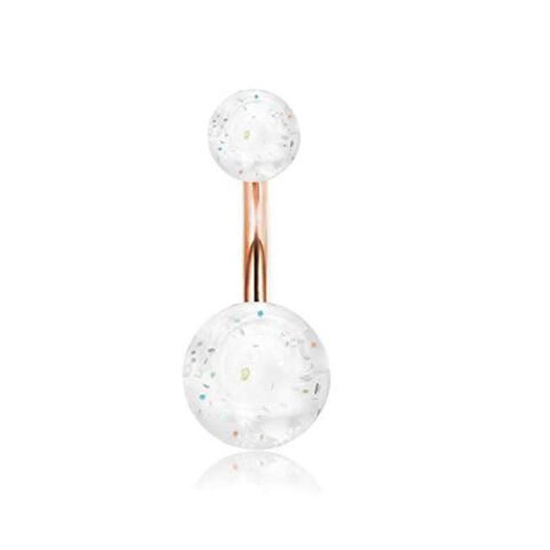 1Pc Sexy Charming Double Round Jewelry Piercing Fashion Cubic Zirconia Belly Button Ring 316L Surgical Steel DIY Jewelry Accessories MIT