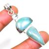 Republic Larimar White Topaz Gemstone 925 Silver Plated Pendant 2.27"