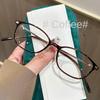 Women Retro Oval Glasses Brown Light Frame Anti Blue Light Computer Reading Eyewear Fashion Plain Spectacles