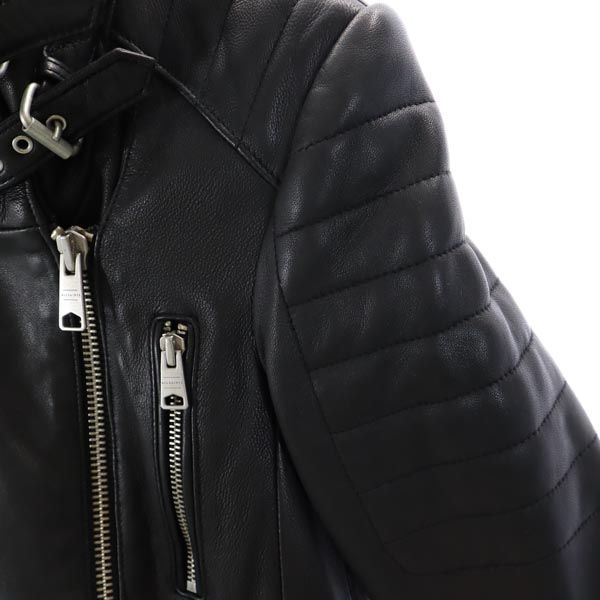 AllSaints Sheep Leather Leather Jacket UK2 Black Genuine Leather Women Used
