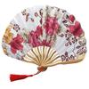 Qi Hand Held Fans Silk Bamboo Folding Fans Handheld Folded Fan for Church Wedding G