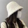 Face Rabbit Fur Hat Women's Autumn and Winter Warm Bucket Hat New Versatile Basin Hat Plush Bucket Hat