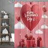 Happy Valentine's Day Red Heart Gift Shower Curtain, Bathroom Decorative Shower Curtain, Waterproof Shower Curtain with Hooks
