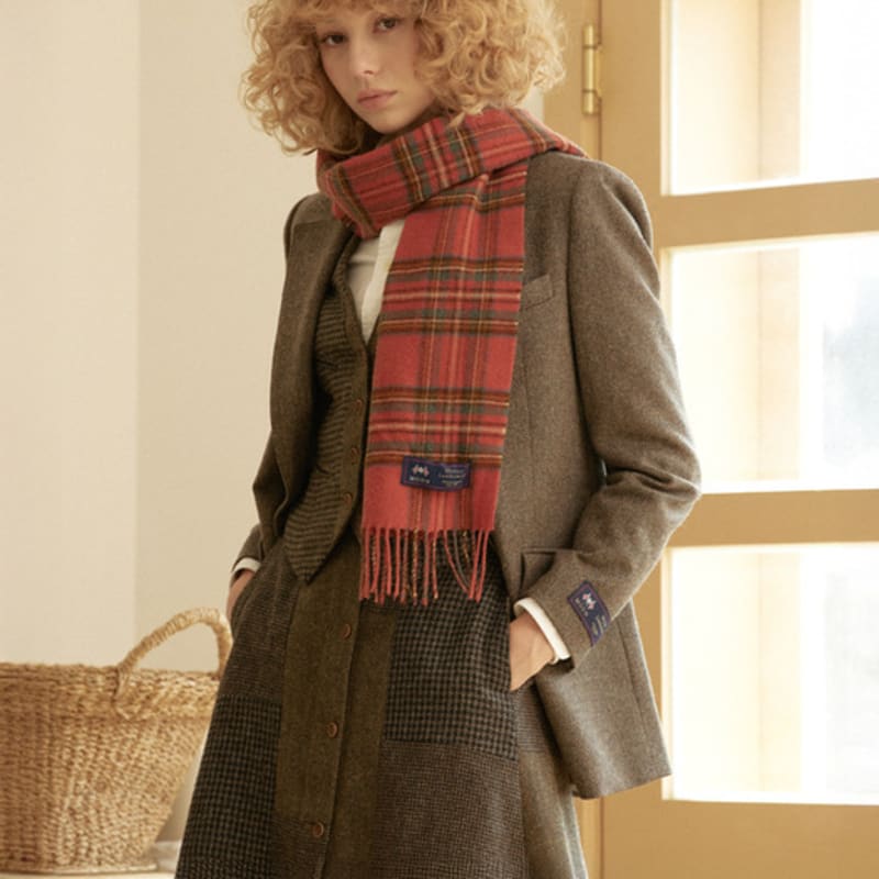 ABRAHAM MOON Шарф из мериносовой шерсти 25 см - Античный Королевский Стюарт