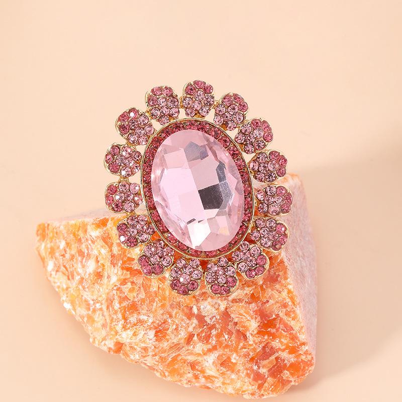 Европейское и американское ретро очень большое роскошное хрустальное стеклянное отверстие регулируемое кольцо модное преувеличенное парное кольцо с драгоценными камнями
