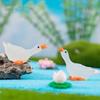 62KD 3pcs Miniature Resin White Gooses Figurine Home Garden Lawn Decoration