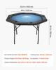 Foldable Poker Table, 8 Player 1220 mm Folding Casino Leisure Table with Padded Rails & Cup Holders, Octagonal Portable Game Tables with Felt & Metal