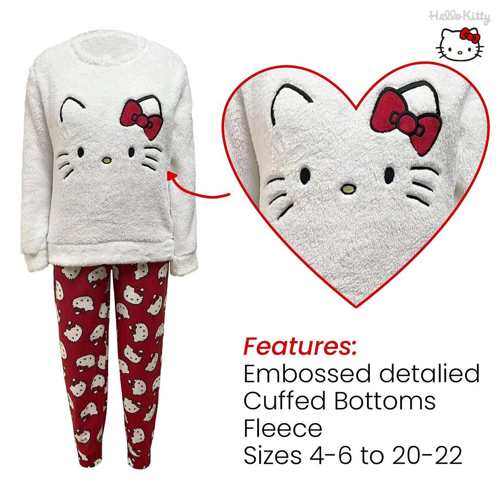 Hello Kitty Womens/Ladies Fleece Long Pyjama Set