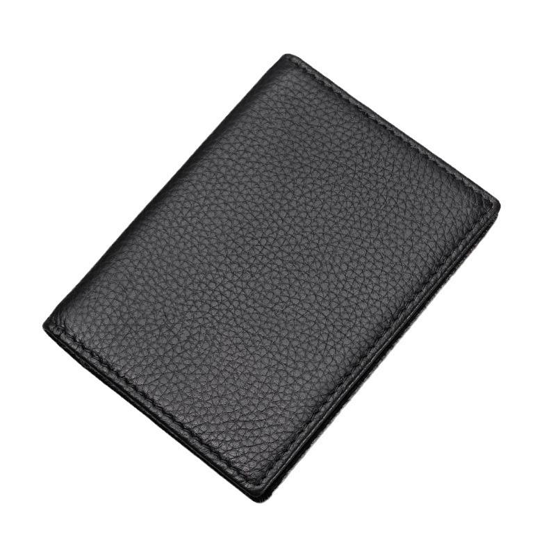 Держатель для карт из натуральной кожи с функцией блокировки RFID - Lychee Grain Cowhide для мужчин и женщин