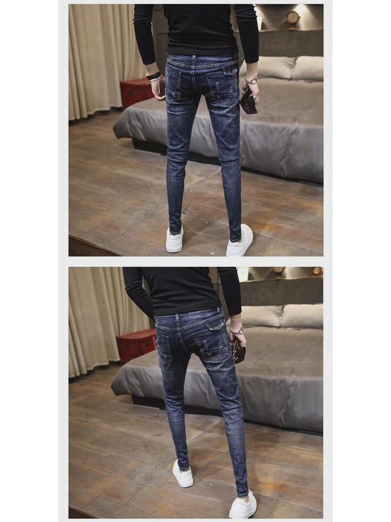 Мужские модные облегающие джинсы-стрейч - повседневный стиль осень/зима