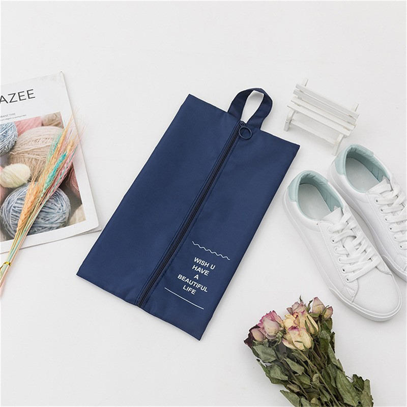 Portable Travel Foldable Shoe Bag Polyester Storage Case Convenient Pouch Organizer Shoes Sorting Zipper Tote