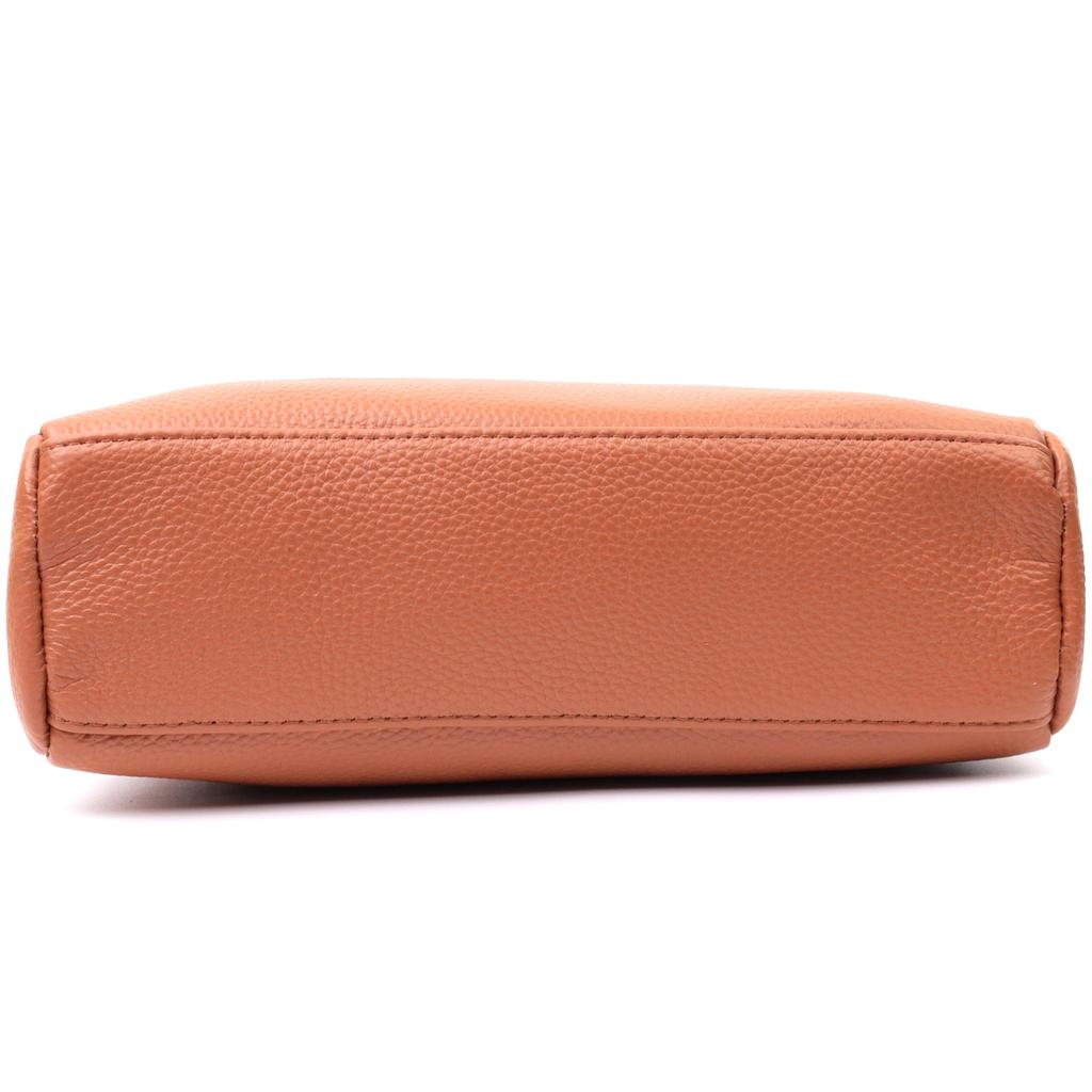 Spacious Bag for Women with Pockets Made of Genuine Leather Vintage 22601 Brown