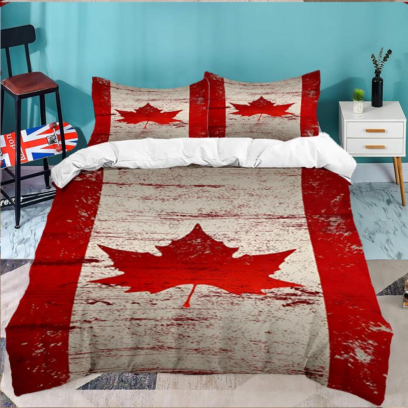 Canada's Red Maple Leaf 3PCS Bedding set,Ideal for 1pc Duvet Cover And 2pcs Pillowcases Perfect for Fan gift,Ideal for Bedroom, Dormitory