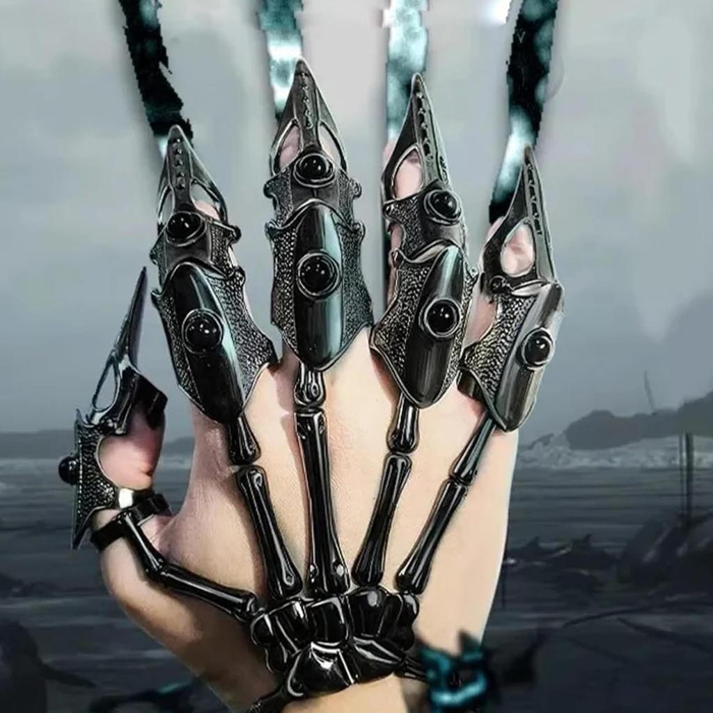 Браслет Рука Скелета, Браслет Рука Скелета в Стиле Панк, Пасхальные Руки Скелета Черные, Кольцо-Рука Скелета, Кольца на Весь Палец, Браслет-Цепочка на Руку