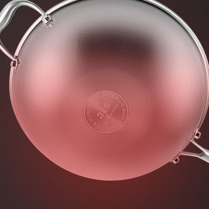 Трехслойная сковорода-вок из нержавеющей стали, цельнолитая, со стальной крышкой, сковорода для индукционной сковороды, пригодная для духовки, подходит для всех плит