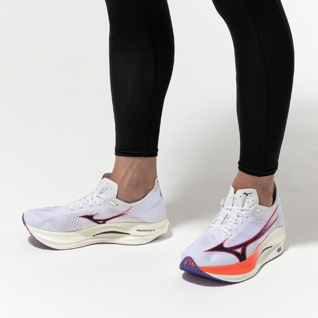 Mizuno Wave Rebellion Pro Low Running Shoes, White, Navy, and Pink, Size 28.0 cm, 2E